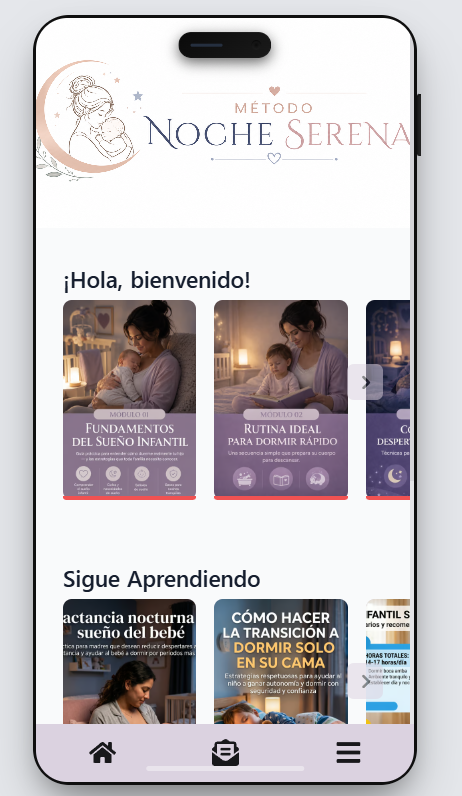 Plataforma Método Noche Serena en el celular